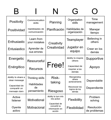 Leadership Bingo Card