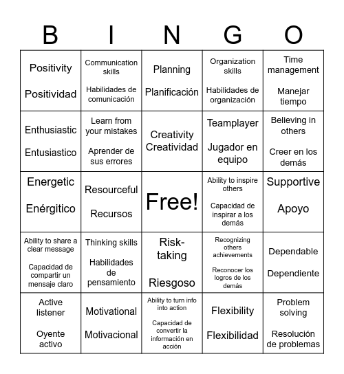 Leadership Bingo Card