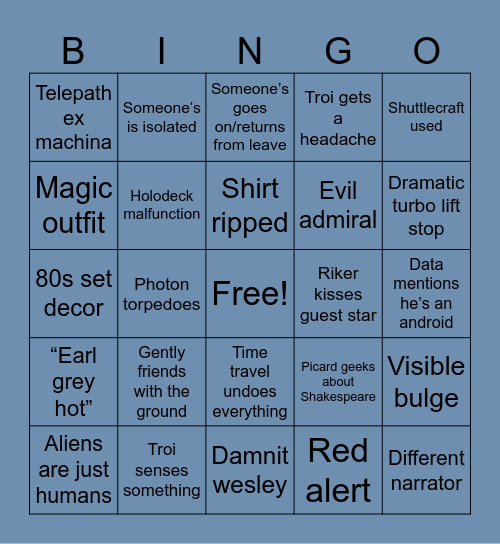 Star Trek Bingo Card