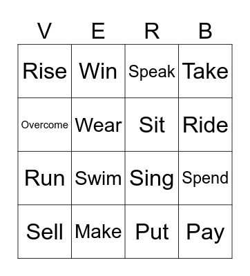 Bingo irregular verbs (3rd Trimester) Bingo Card