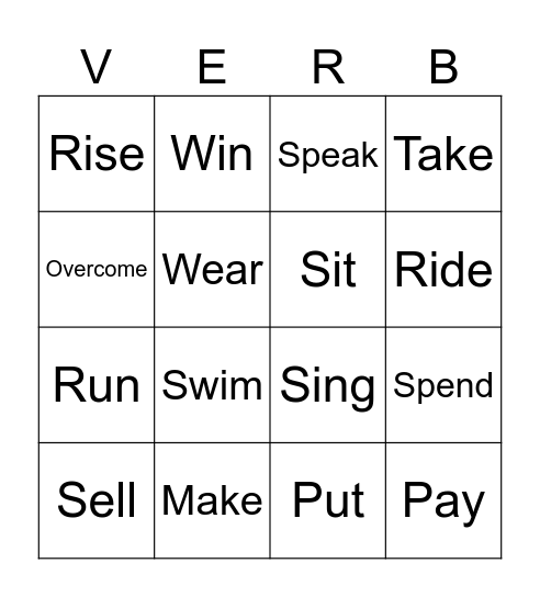 Bingo irregular verbs (3rd Trimester) Bingo Card