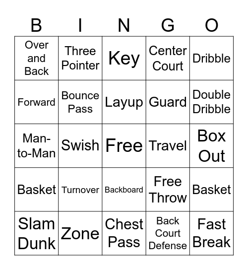 Basketball Bingo Card