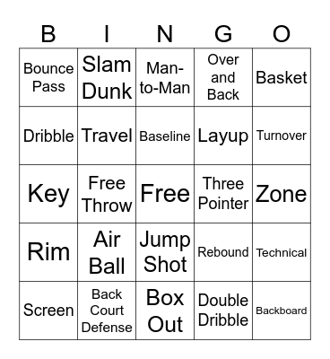 Basketball Bingo Card