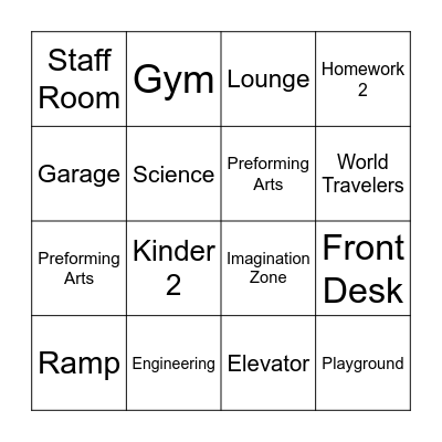 Gregg House School Age Bingo Card