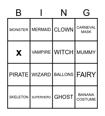 CARNEVAL Bingo Card