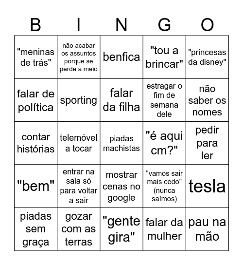 bingo do nelson clemente Bingo Card