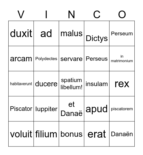 Medusa 2 Bingo Card