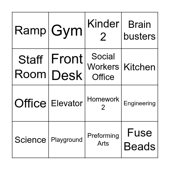 Gregg House School-Age Bingo Card