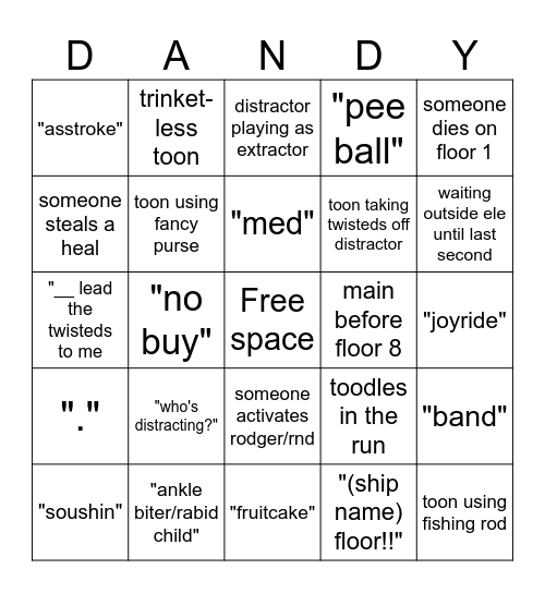 dandys world bingo Card