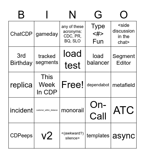 CDP Bingo Card