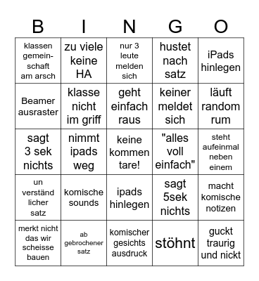 deutsch Bingo Card
