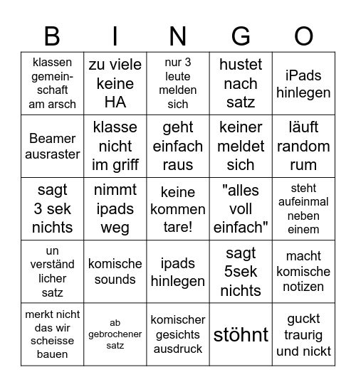 deutsch Bingo Card