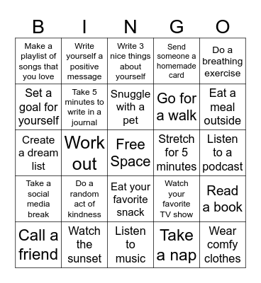 Wellness Bingo Card