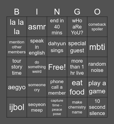 250313 signal live Bingo Card