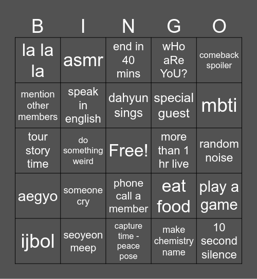 250313 signal live Bingo Card