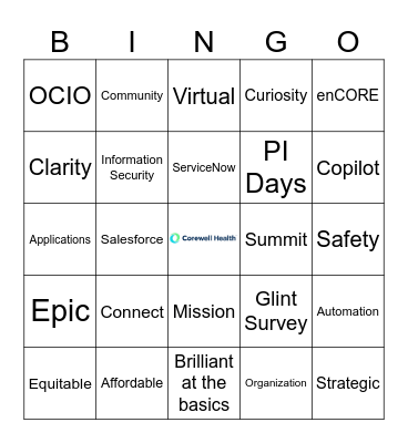 Corewell Health Digital Services Bingo Card