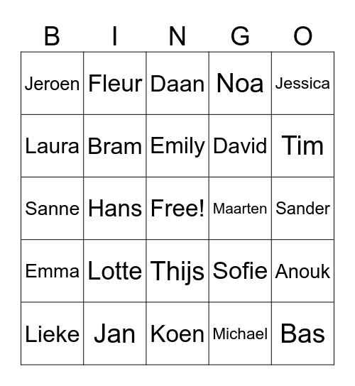 WHO DO YOU KNOW Bingo Card