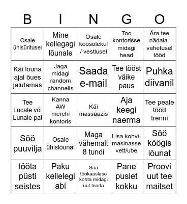 Office Bingo Card