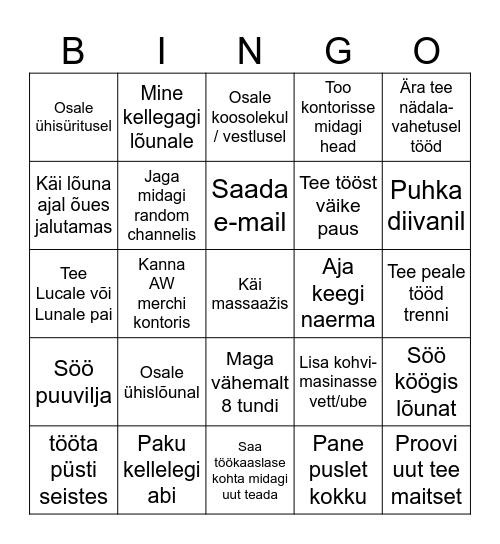 Office Bingo Card