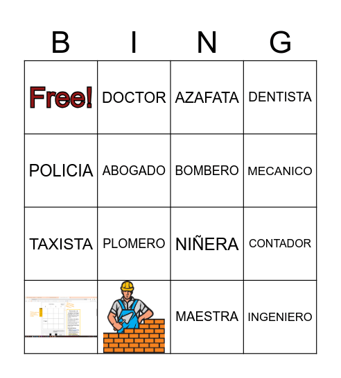 PROFESIONES Bingo Card