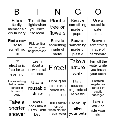 EARTH DAY Bingo Card