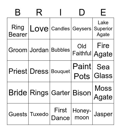 Bridal Shower Bingo 6-25 Bingo Card