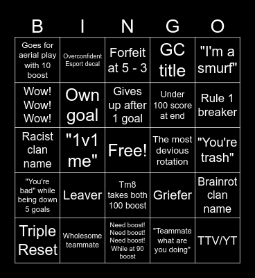 Diamond ranked bingo Card