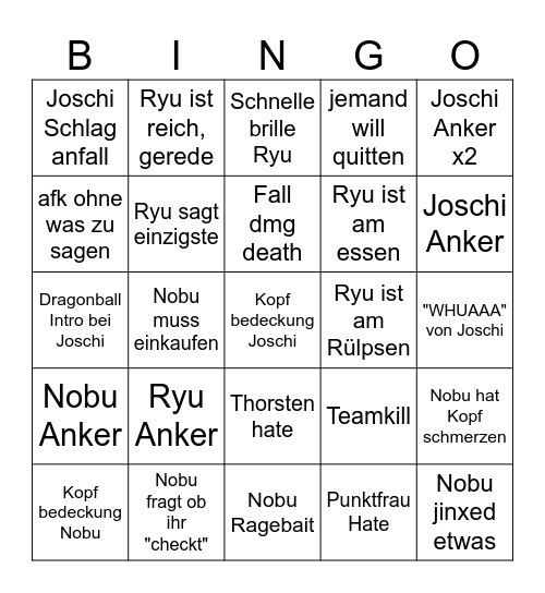 ANKER CHALLENGE Bingo Card