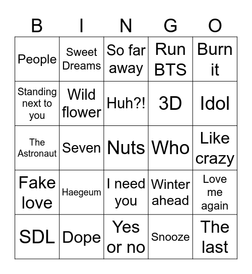 @bangtan_koffeed Bingo Card