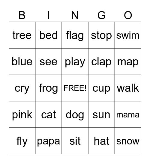 Phoneme Bingo Card