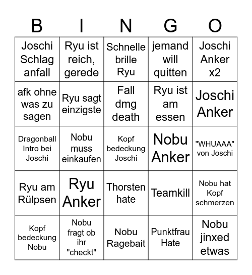 ANKER CHALLENGE Bingo Card