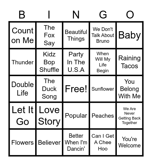 2nd Grade Bingo Card