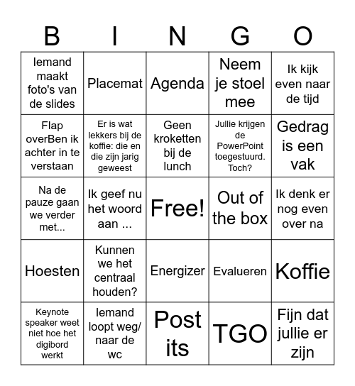 Studiedag Bingo Card