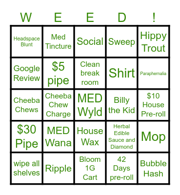 Prize Bingo Card
