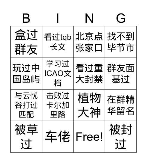 🐖窝bingo Card