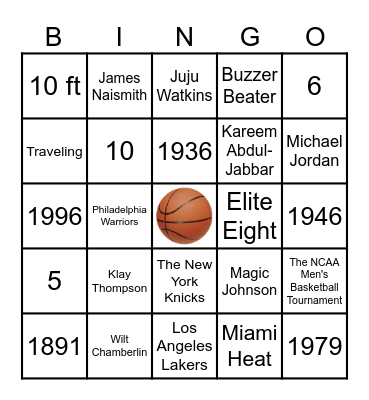 Basketball Trivia Bingo Card