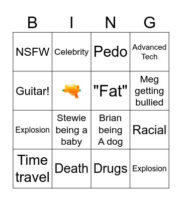 Family guy Bingo Card
