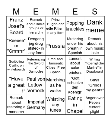 Wesley Jones Bingo Card