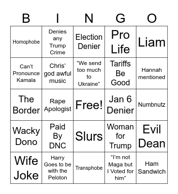 Charry Live Bingo Card