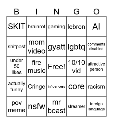 BINGOTHON DAY 5 Bingo Card