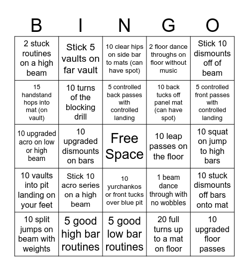 B I N G O Bingo Card