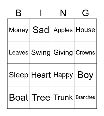 Listening Bingo Card