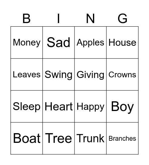 Listening Bingo Card