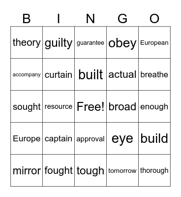 8 and 9 WRS Bingo Card
