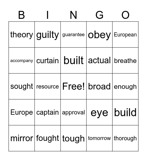 8 and 9 WRS Bingo Card