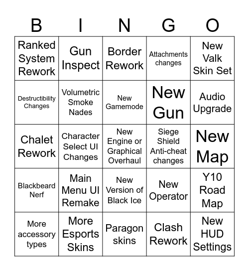 Siege X Bingo Card Bingo Card