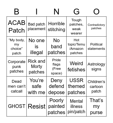 Baddle Jacket Bingo Card