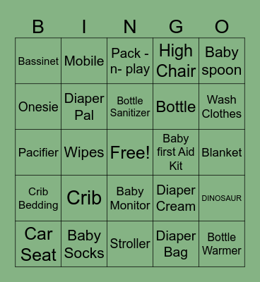 Treniti & Phillip's Baby Shower Bingo Card