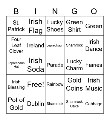 St. Paddy's Bingo Card