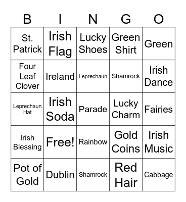 St. Paddy's Bingo Card
